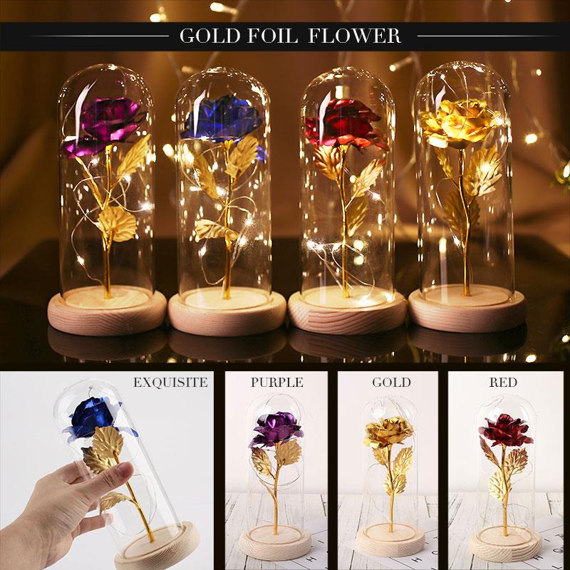 Luminous Rose Flower Gold Foil Rose Eternal Flower Glass Cover Valentine'S Day Flowers Party Gift Romantic Immortality
Luminous Rose Flower Gold Foil Rose Eternal Flower Glass Cover Valentine'S Day Flowers Party Gift Romantic Immortality