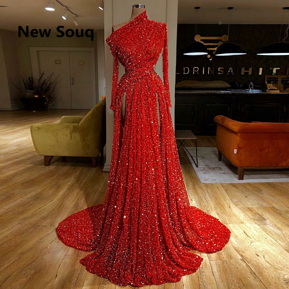Red Sequined High Split Prom Dresses high neck one shoulder Long Sleeves ruched Evening Gowns Sweep Train Long Prom Dress Vestido De Fiesta, Gray
Red Sequined High Split Prom Dresses high neck one shoulder Long Sleeves ruched Evening Gowns Sweep Train Long Prom Dress Vestido De Fiesta, Gray
