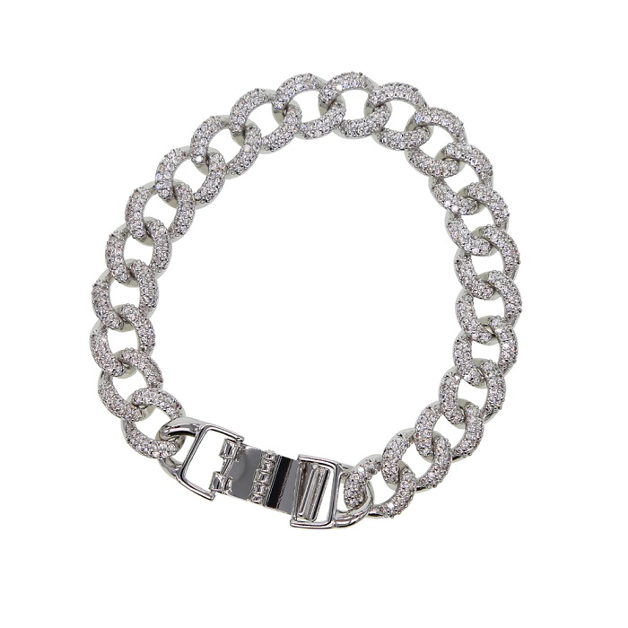 Iced out Hip hop bling micro pave cz bracelet for women jewelry 17cm Miami cuban link chain hiphop