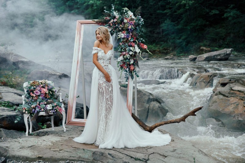 gorgeous mermaid lace wedding dresses off the shoulder bohemian wedding gowns with detachable train bridal dress vestidos de nnovia