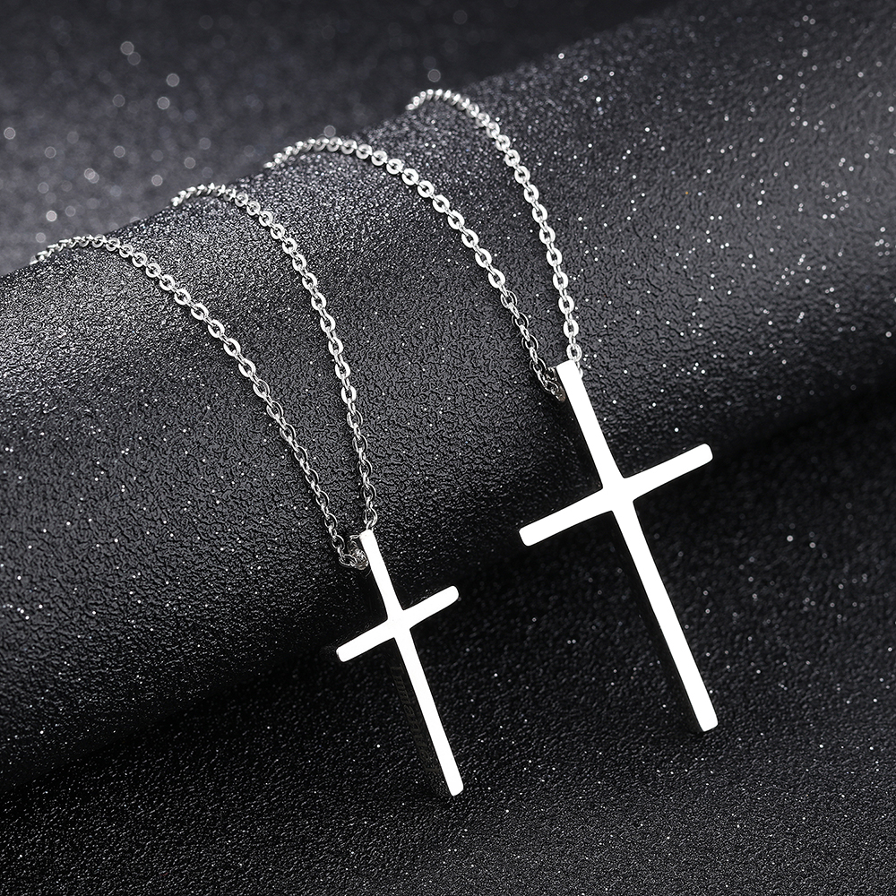 Can Lettering Cross Pendants Necklace Jewelry Stainless Steel Gold Plated Men Women Lover Gift Religious Jewelry