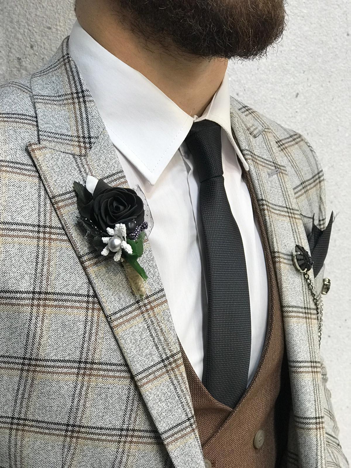 Classic Plaid Mens Wedding Designer Jackets One Button Slim Fit Groom Wear Peaked Lapel 1 Pieces Men Prom Blazer