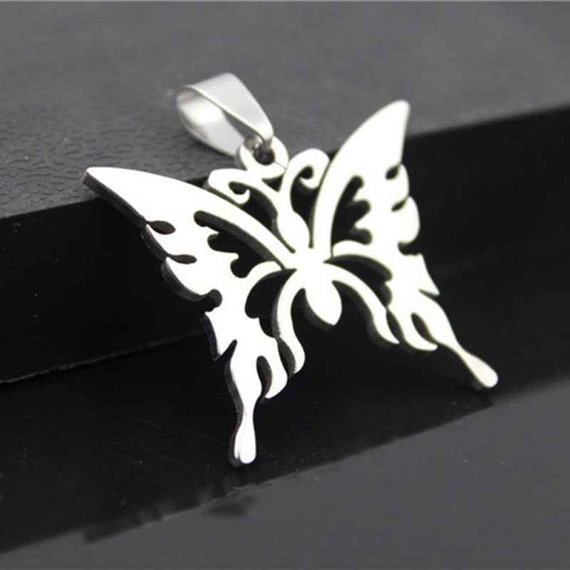 Lovely Beautiful Minimalist Hollow Butterfly Shape Pendant Necklace 316L Stainless Steel Pendants Jewelry Women/Men Necklace