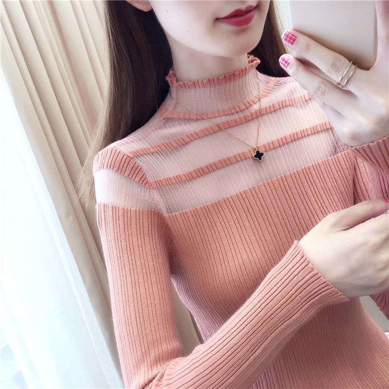 Women Fashion Lace Patchwork Rufflrd Collar Sweater Ladies Spring Autumn Elegant See-through Solid Color Pullovers Plus Size, Black
Women Fashion Lace Patchwork Rufflrd Collar Sweater Ladies Spring Autumn Elegant See-through Solid Color Pullovers Plus Size, Black