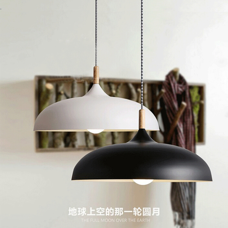 LED Minimalist Modern Pendant Lamps E27 Wood & Aluminum Lampshade Hanging Lights 110V 220v for Art Fashion Decor Luminaire