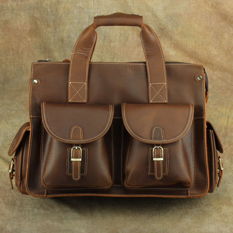 Nesitu Vintage A4 Brown Genuine Crazy Horse Leather Office 14'' Laptop Men Briefcase Portfolio Business Messenger bag M003
Nesitu Vintage A4 Brown Genuine Crazy Horse Leather Office 14'' Laptop Men Briefcase Portfolio Business Messenger bag M003