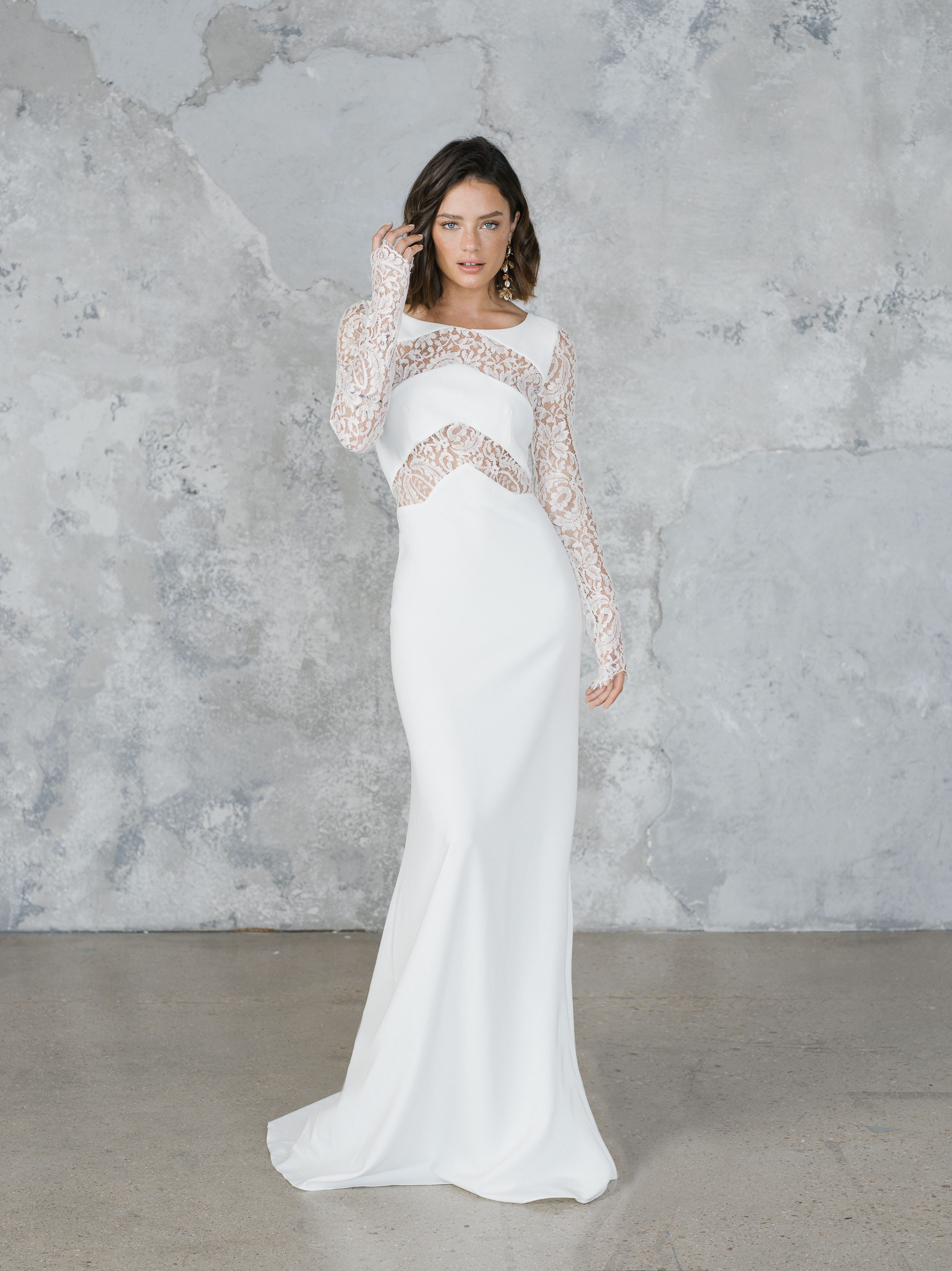 Lace Mermaid Wedding Dresses 2020 Long Sleeve Illusion Long Sleeve Beach Bridal Gowns Sweep Train Custom Made Country Wedding Dress