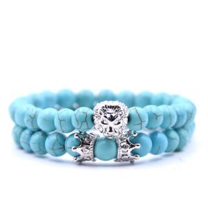 2PCS/set bead Charm bracelet buddha bracelets paracord natural stone lion bracelet men pulseras hombre bracciali uomo mens braceletsWL1118