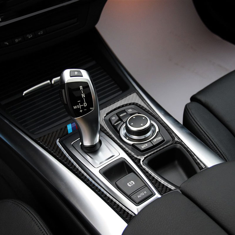 Carbon Fiber Refit Car Interior AC CD Control Decor Frame Gearshift Panel Decoration Sticker for BMW e70 e71 X5 X6 2008-2013