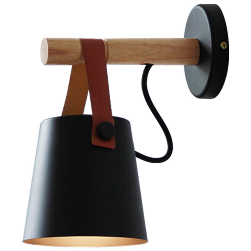 LED Wall Lamps For Living Room Wall Sconces Light E27 Nordic Wooden Belt Light Bed Bedside E27 Lampshade Home Decor