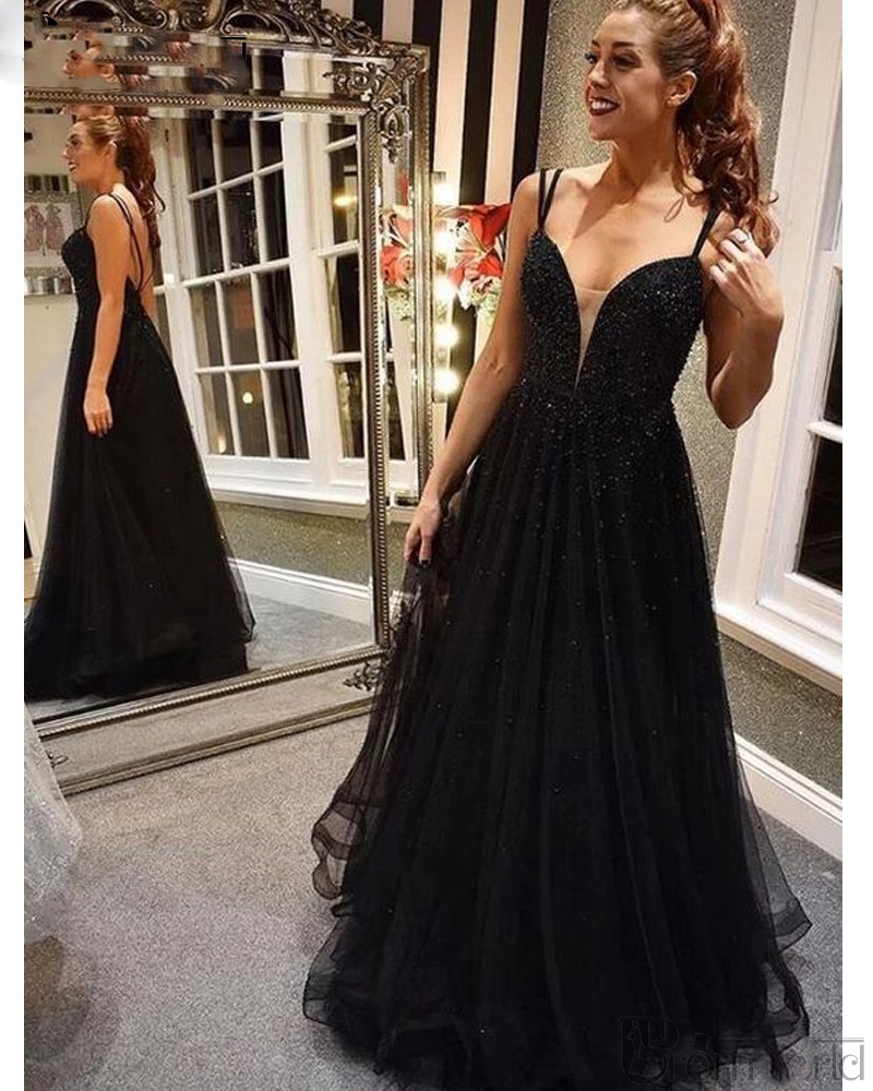 Spaghetti Straps Black Evening Dresses 2020 A-Line Sleeveless Beaded Tulle V-Neck vestido de festa Backless Long Prom Dres, Purple
Spaghetti Straps Black Evening Dresses 2020 A-Line Sleeveless Beaded Tulle V-Neck vestido de festa Backless Long Prom Dres, Purple