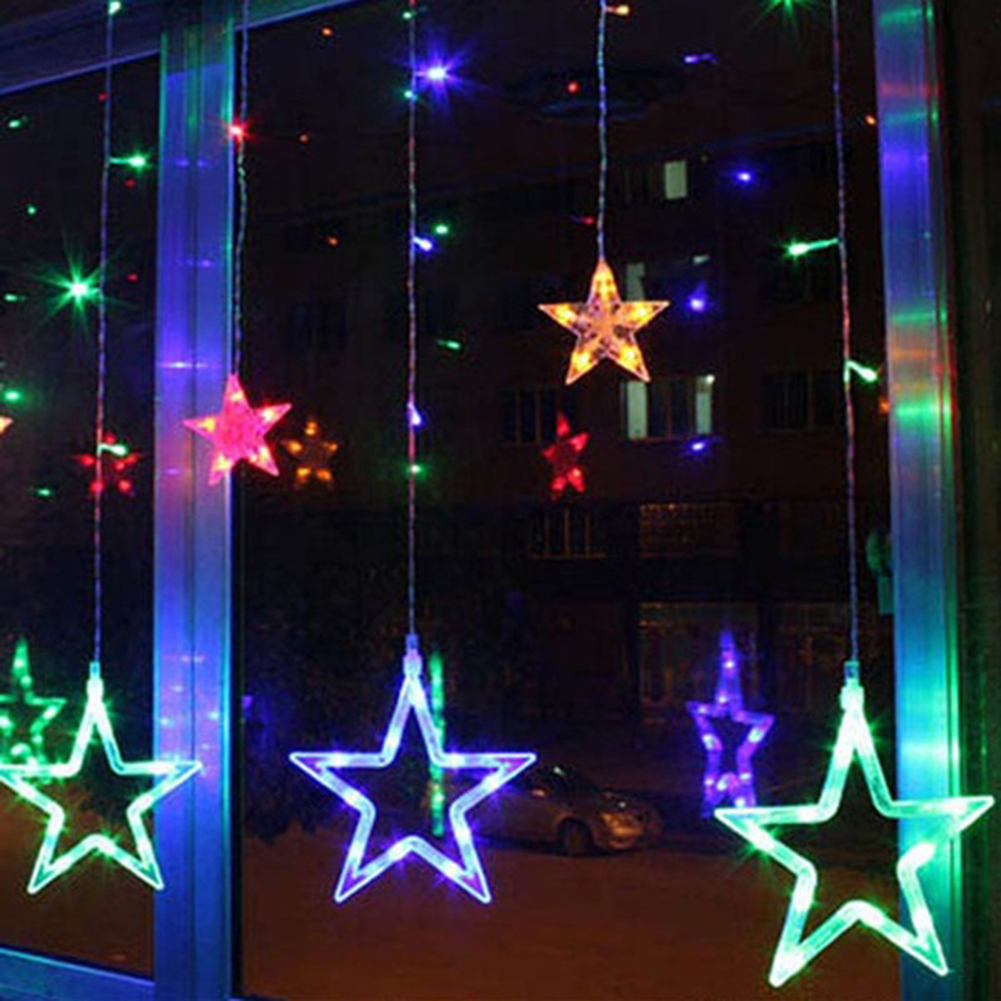 Decorations New LED String Lights Pentagram Star Curtain Light Fairy Wedding Birthday Christmas Lighting Indoor Decoration Lights 220V