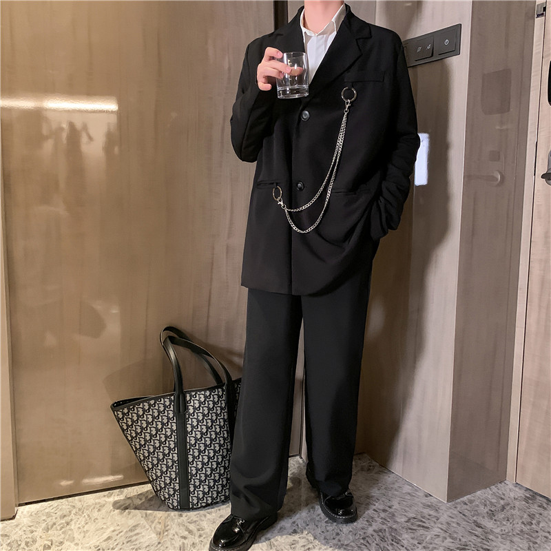 Men Jacket+trouser 2 Pieces Suits Sets Male Vintage Fashion High Street Hip Hop Iron Chain Casual Suit Jacket Pant, Tf10
Men Jacket+trouser 2 Pieces Suits Sets Male Vintage Fashion High Street Hip Hop Iron Chain Casual Suit Jacket Pant, Tf10
