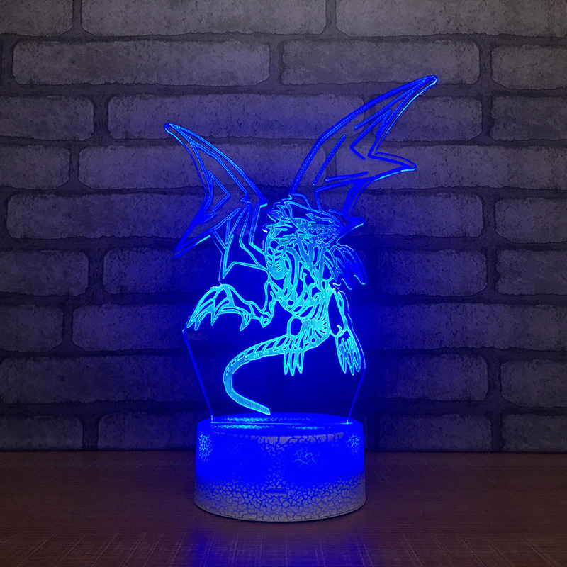 Yu Gi Oh Blue-Eyes White Dragon 3D Table Lamp Touch Control 7 Colors Changing Acrylic Night Light USB Decorative Kids Gifts