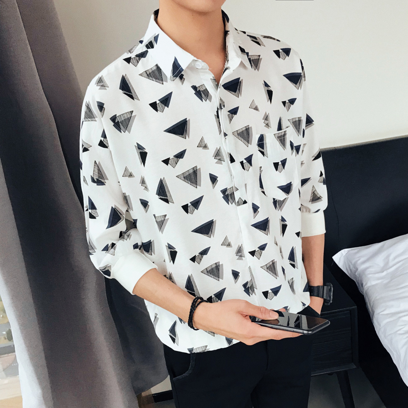 YASUGUOJI new 2019 fashion geometric print shirt men loose mens shirt half sleeve white for men brand shirts dress, Black e12
YASUGUOJI new 2019 fashion geometric print shirt men loose mens shirt half sleeve white for men brand shirts dress, Black e12