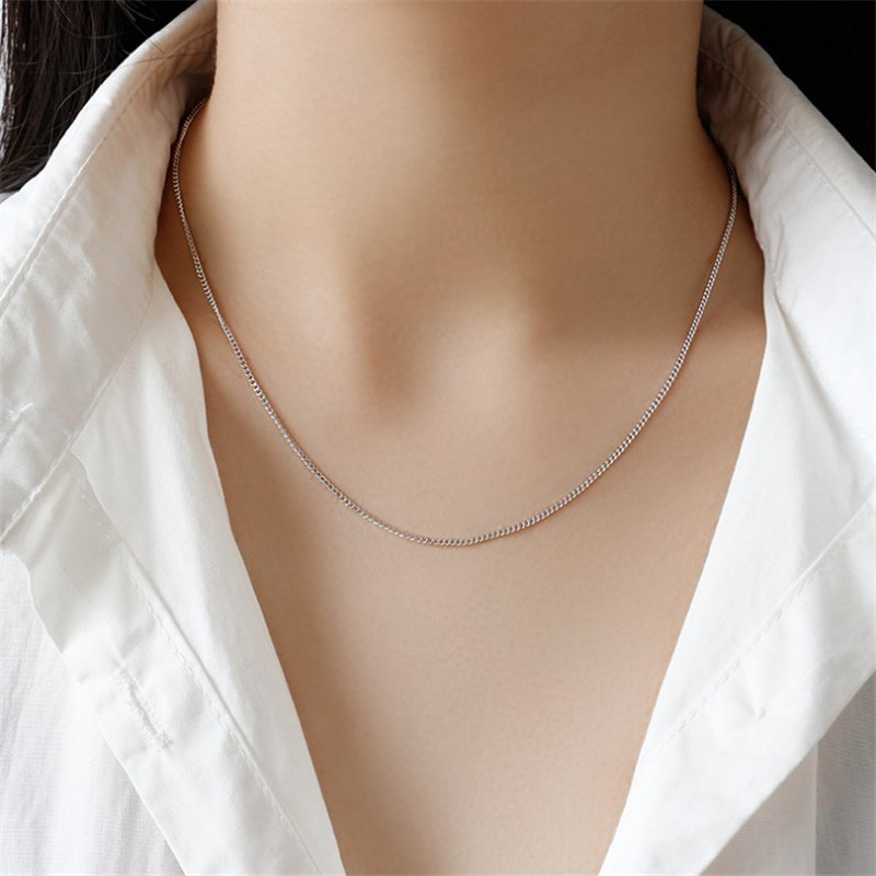 Authentic 925 Sterling Silver Link Chain Necklace Fit For Pendants for Women Men's Sterling Silver 925 Jewelry Accessories Gift
