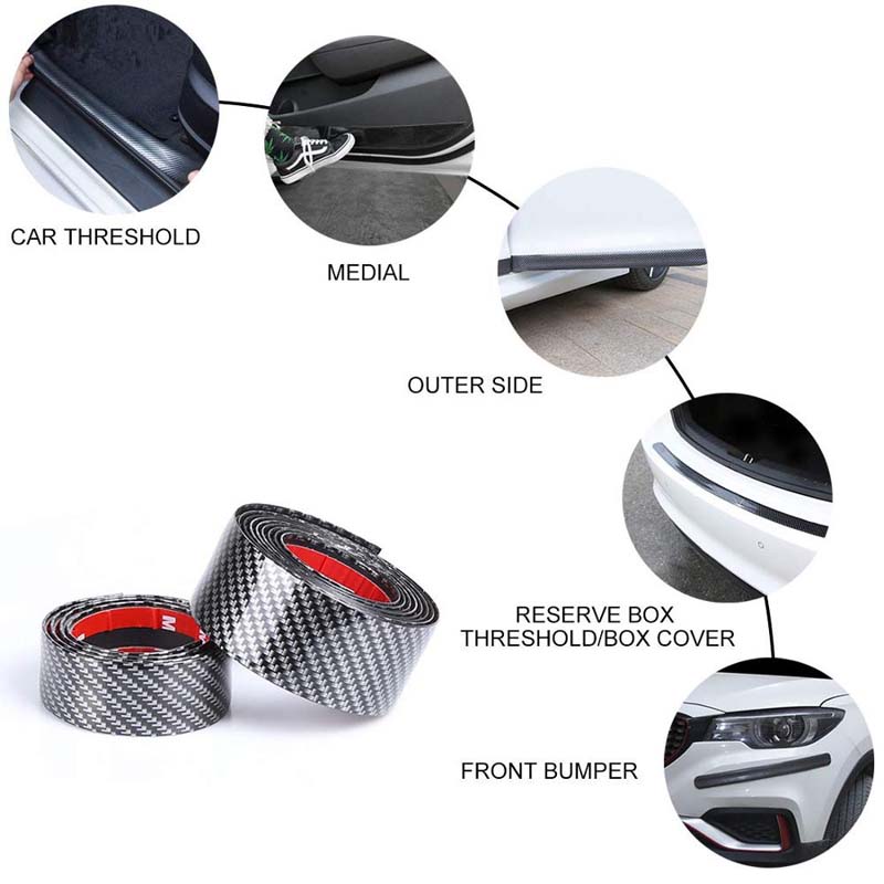 Update Car Sticker Carbon Fiber Vinyl 3D Stickers Decals Anti Scratch Protective Strip Film Automobiles Cars Door Sill Trunk Bumper Protector