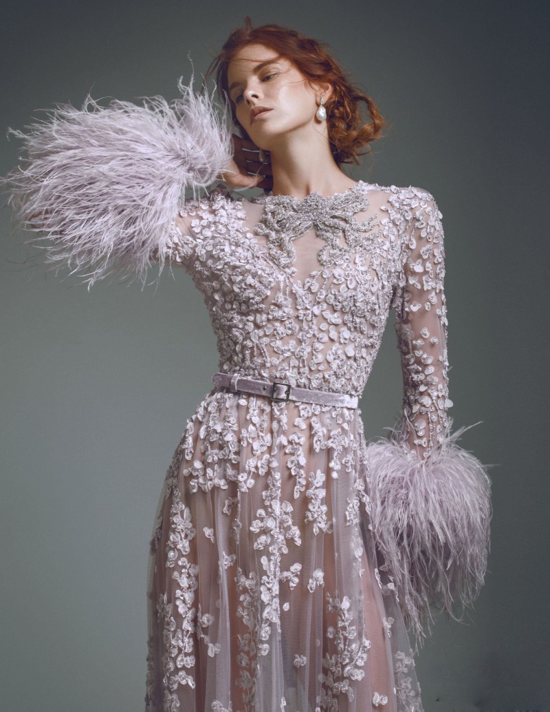 alfazairy lavender prom dresses luxury feather long sleeve lace beads 3d floral appliqued party evening gowns formal occasion dress