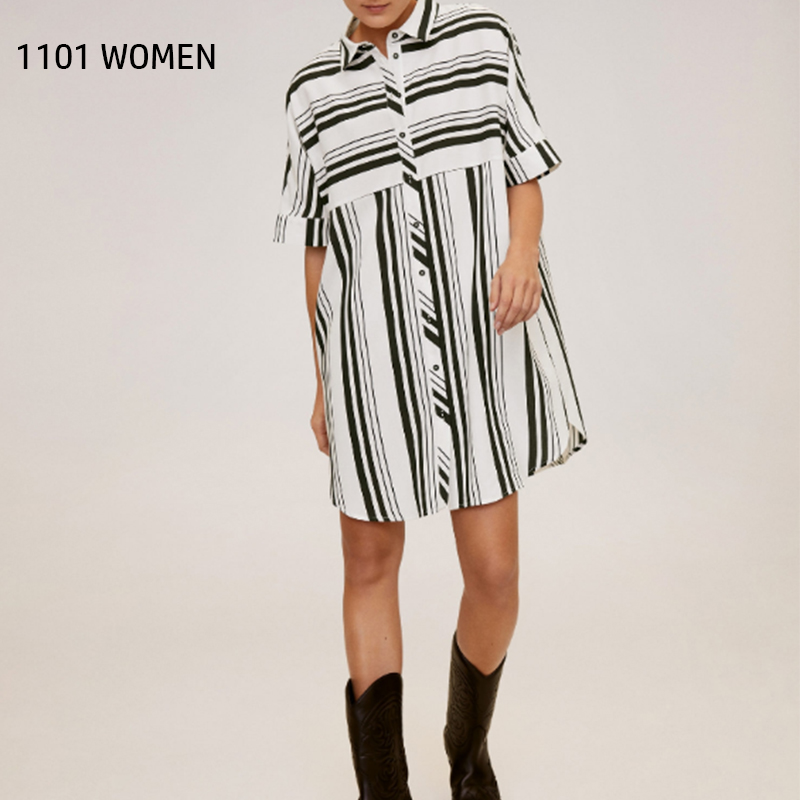 New Sping Women dress black white stripe half Sleeve shirt style Casual mini Dress chic ladies vintage female dresses
New Sping Women dress black white stripe half Sleeve shirt style Casual mini Dress chic ladies vintage female dresses