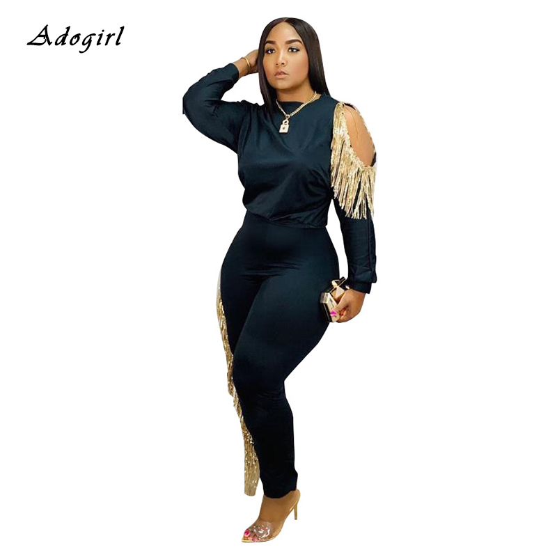 Cold Shoulder Tassel Tracksuit Casual Long Sleeve O Neck Pullover Hoodie With Ligging Two Piece Set Bodycon Night Club Outfit, Black women set
Cold Shoulder Tassel Tracksuit Casual Long Sleeve O Neck Pullover Hoodie With Ligging Two Piece Set Bodycon Night Club Outfit, Black women set