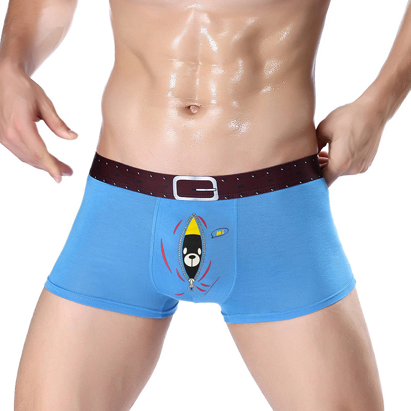 Januarysnow Brand New Mens Underwear Boxer Homme Boxershorts Cotton Men Boxers Modal Bear Cueca Male Underpants U Convex Size -2XL 092601, Yellow