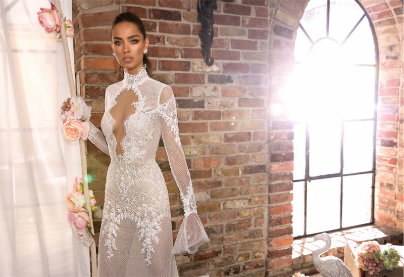 elihav sasson mermaid wedding dresses beaded high neck long sleeve court train trumpat country garden plus size lace bridal gowns