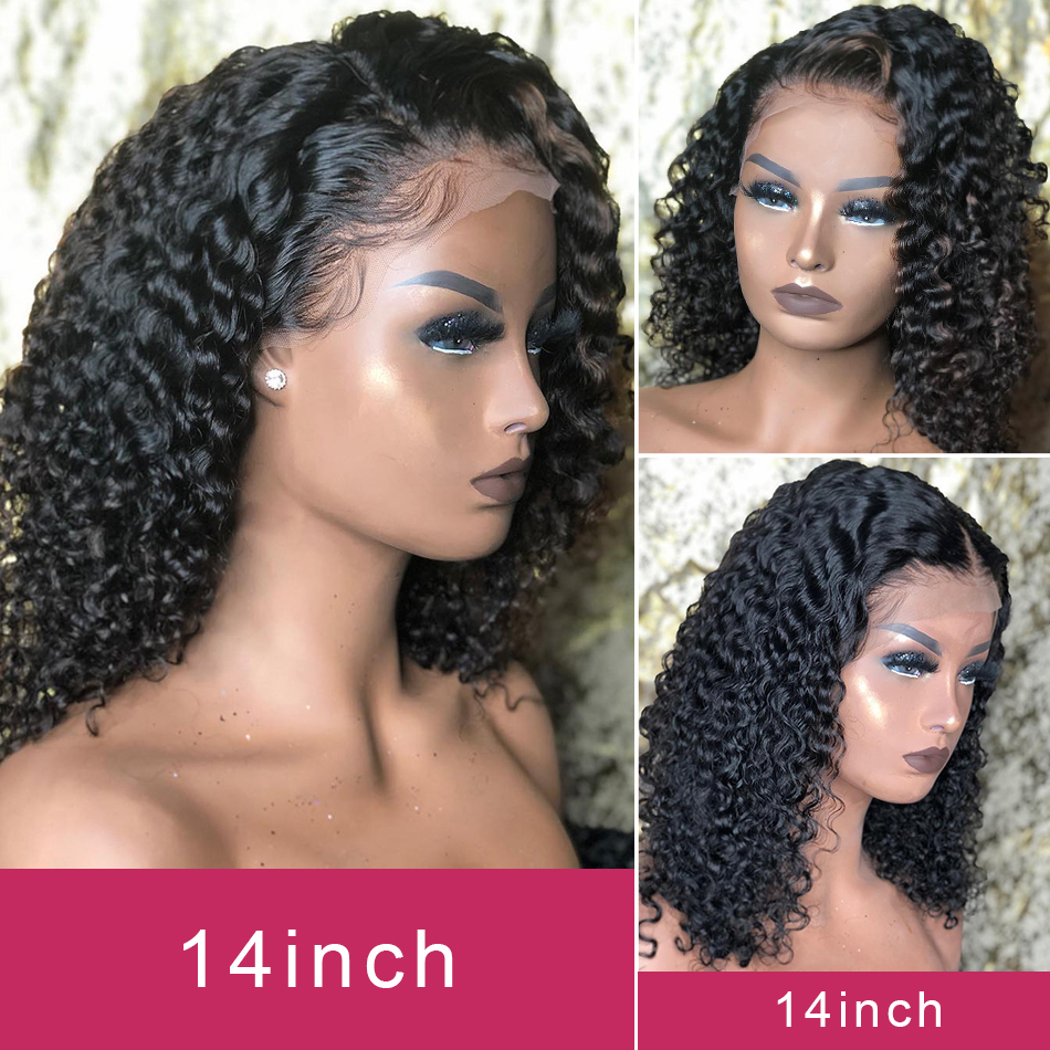 Malaysian Jerry Curly Short Bob Lace Front Human Hair Wig Pre Plucked For Black Women Glueless 150% Deep Wave Frontal Wig Remy