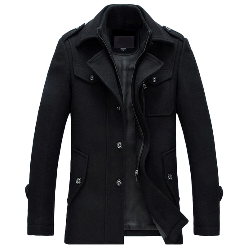 Mens Overcoat Winter Wool Coat Slim Fit Jackets Fashion Outerwear Warm Man Casual Jacket Overcoat Pea Coat Plus Size M-4XL CJ191129