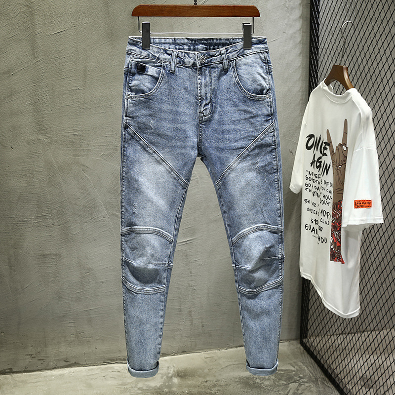 2020 Men's Stitching Stretch Jeans New Autumn Blue Wrinkling Slim Tide Denim Pants Fashion Embroidered Motorcycle Biker Jeans
2020 Men's Stitching Stretch Jeans New Autumn Blue Wrinkling Slim Tide Denim Pants Fashion Embroidered Motorcycle Biker Jeans