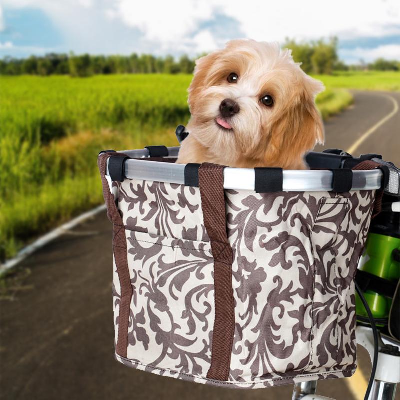 Pet Carrier Bag Bicycle Basket Pouch For Pet Dog Cat Bike Bags Aluminum Alloy Bicycle Front Bag Cat Dog Seat