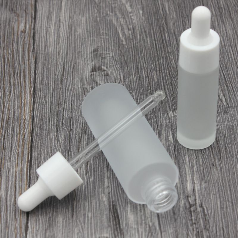 Classic 15ml 30ml frost bottle clear glass dropper eye essential oil serum bottles with white cap