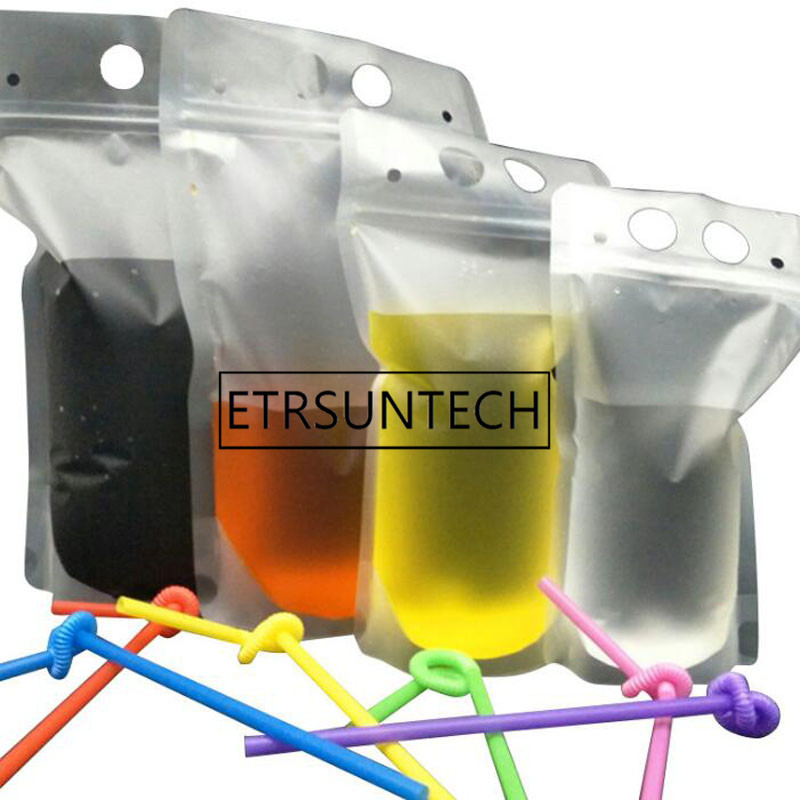 500pcs 250ml,750ml,1000ml Plastic Frosted Clear Drink Packaging Bag Pouch for Beverage Juice Milk Coffee