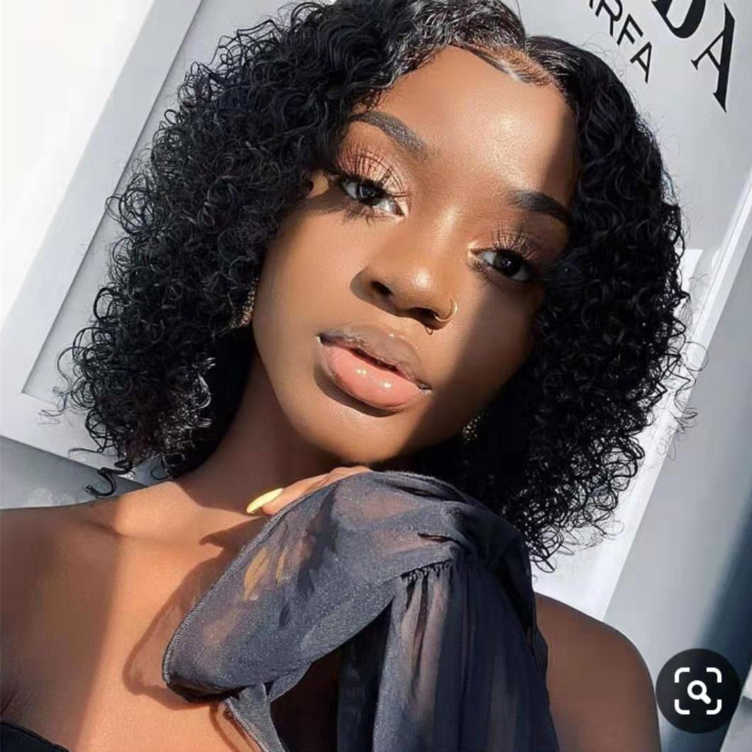 Brazilian water Wave Lace Frontal Wig Remy Pre-Plucked Curly front Closure Wigs Human Hair Wet And Wavy Short Bob 130% diva1