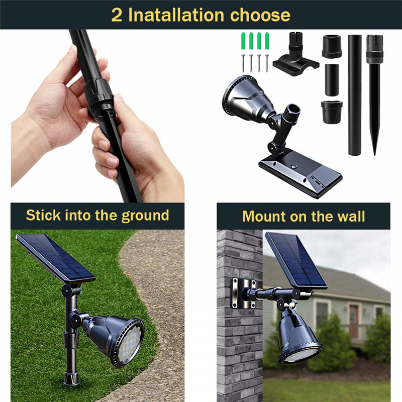 Solar Lawn Lamp Latest 18 LED Spotlights Motion Sensor Security Light Auto On/Off Wall Lighting for Garden Yard Pathway Driveway Pool