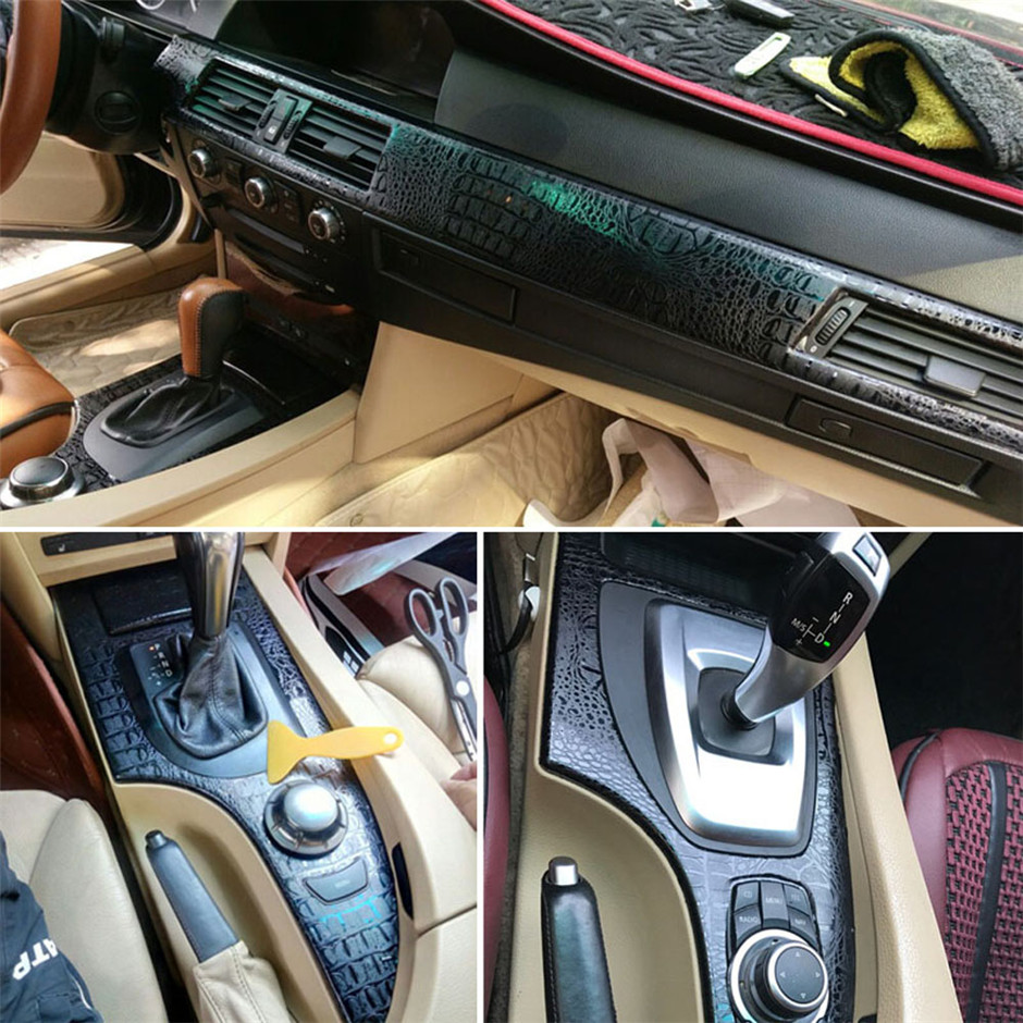 For BMW 5 Series E60 2004-2010 Interior Central Control Panel Door Handle 5D Carbon Fiber Stickers Decals Car styling Accessorie