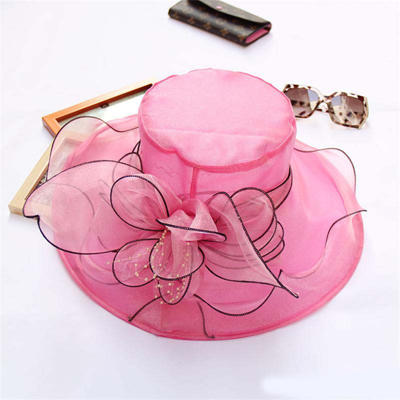 Women's Church Derby Dress Fascinator Bridal Cap British Tea Party Wedding Hat Wide Brim Sunhat Beach Church Hat, Purple