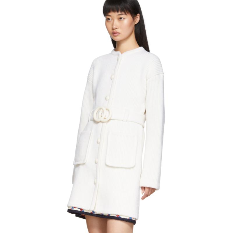 Italian Luxury Designer Belted Long Knitted GG Cardigan 2020 Spring Runway Collection, Ivory
Italian Luxury Designer Belted Long Knitted GG Cardigan 2020 Spring Runway Collection, Ivory