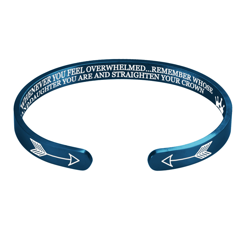 Fashion 6mm Personalized Cuff Bracelet remember whose daughter you are Engraved Titanium Steel Bangle Gifts For Women Girls