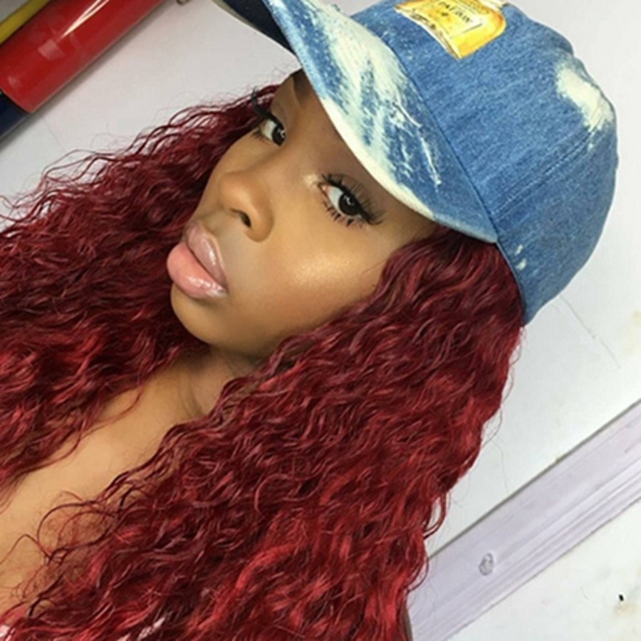 Natural soft red color 360 lace hair Wigs Long loose Curly wig for black women wine red Synthetic Lace Front Wig with baby hair