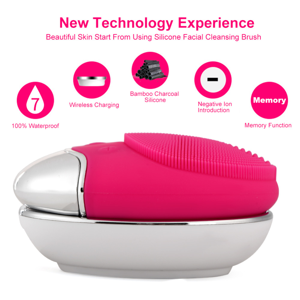Skin Cleaning Silicone Facial Cleansing Brush With Gentle Exfoliation Electric Pad Waterproof Rotating Cleanse
