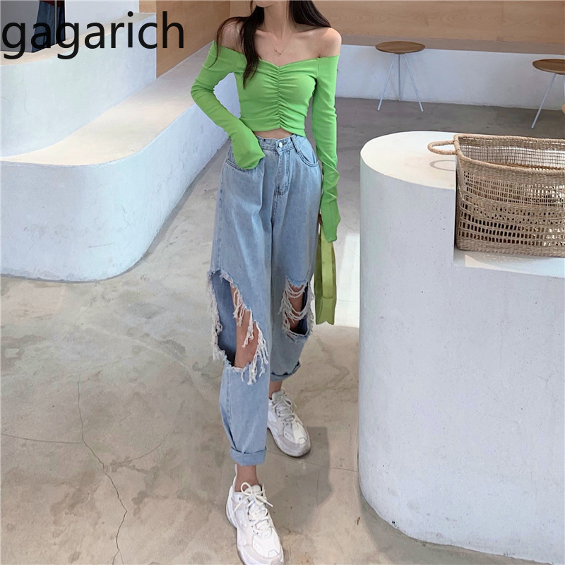 Gagarich Women Jeans Fashion Korean Style Holes High-waisted Blue Denim Ladies Spring Summer Wide-Leg Jeans Pants
Gagarich Women Jeans Fashion Korean Style Holes High-waisted Blue Denim Ladies Spring Summer Wide-Leg Jeans Pants