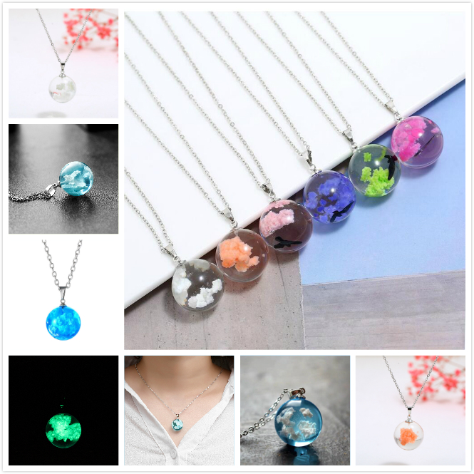 Fashion Glowing Blue Sky White Clouds Necklace Transparent Resin Round Ball Moon Pendant Necklace Unisex Jewelry Gift, Silver
Fashion Glowing Blue Sky White Clouds Necklace Transparent Resin Round Ball Moon Pendant Necklace Unisex Jewelry Gift, Silver