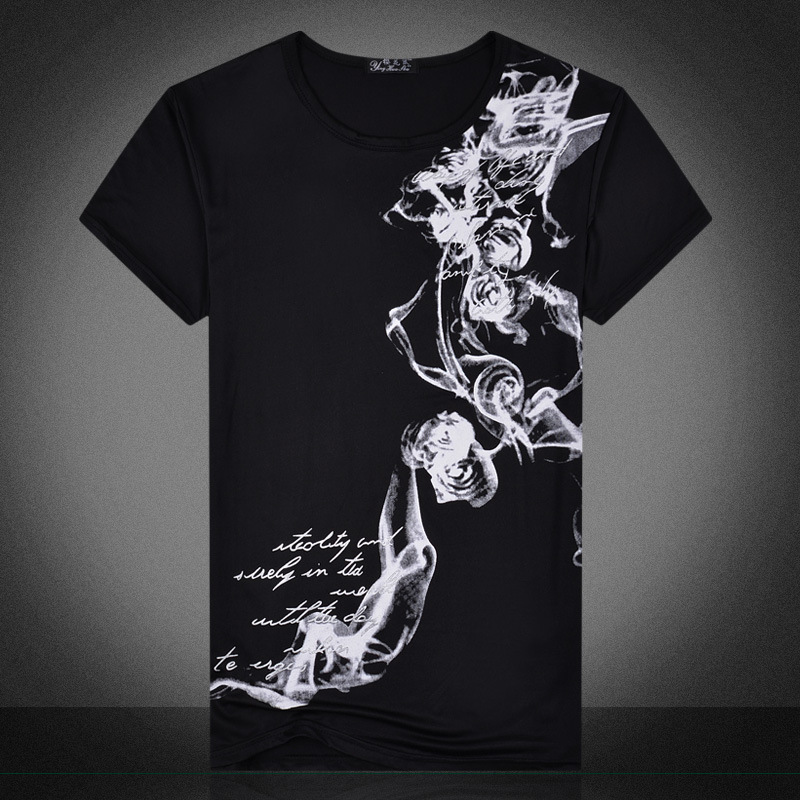 Men Male Summer T Shirt Fashion Print Slim Fit Men Top T-Shirts Short Sleeve O-Neck Floral Tee Shirt Homme Plus Size Man Clothes