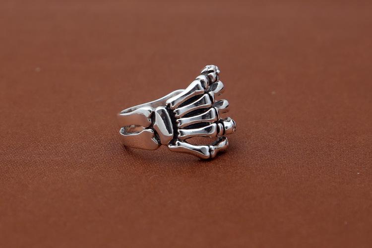 925 sterling silver punk vintage jewelry American hand-made designer skull Skeleton hands antique silver band rings for women & men