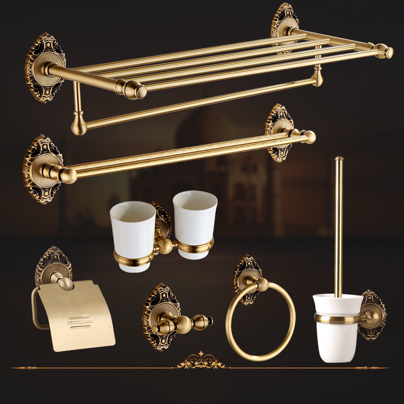 Antique Brass Carved Bathroom Accessories Set Paper Holder Towel Rack Toilet Brush Holder Robe Hook Bathroom Hardware Sets
Antique Brass Carved Bathroom Accessories Set Paper Holder Towel Rack Toilet Brush Holder Robe Hook Bathroom Hardware Sets