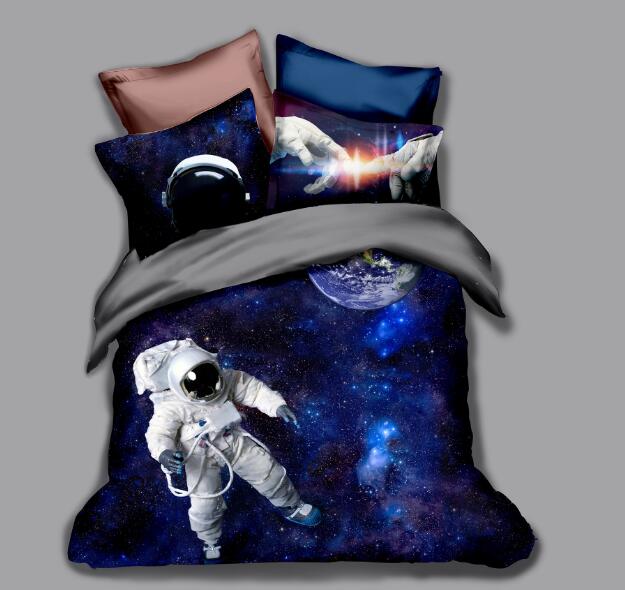 3D Astronaut Bedding Set Spaceman Duvet Cover Set 3 Pcs Bedcloth with Pillowcase Twin Full Queen King Size
