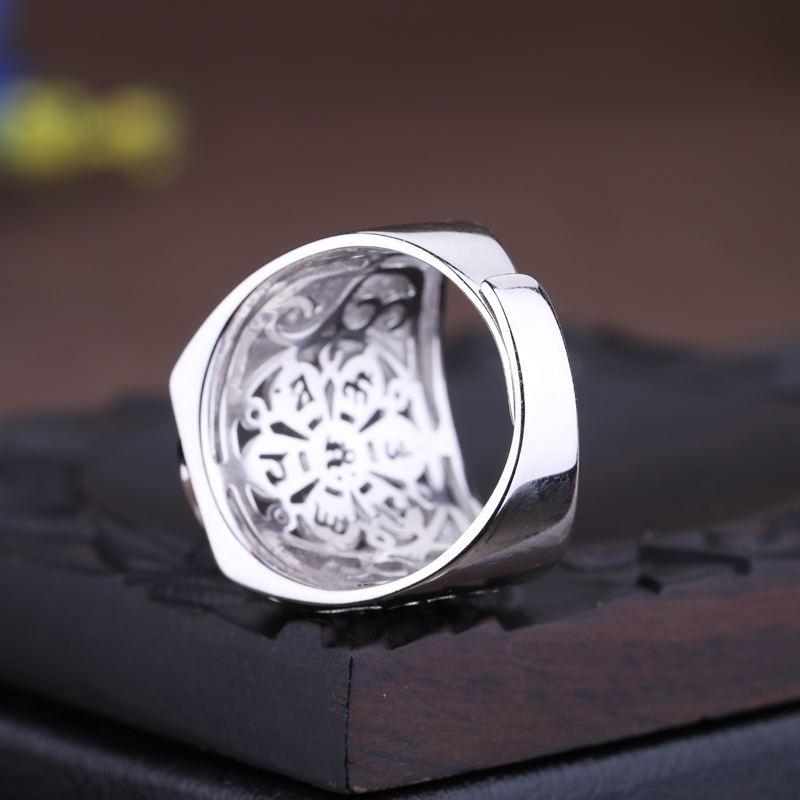 925 Sterling Silver Men Engagement Wedding Ring 14x18mm Oval Cabochon Semi Mount Ring Setting White Gold Color