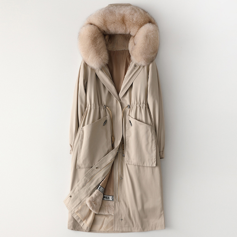 High Quality Winter Fur Collar Hooded Parka Female Fur Inner Coat Khaki Long Thick Warm Real Jackets Outwear
High Quality Winter Fur Collar Hooded Parka Female Fur Inner Coat Khaki Long Thick Warm Real Jackets Outwear