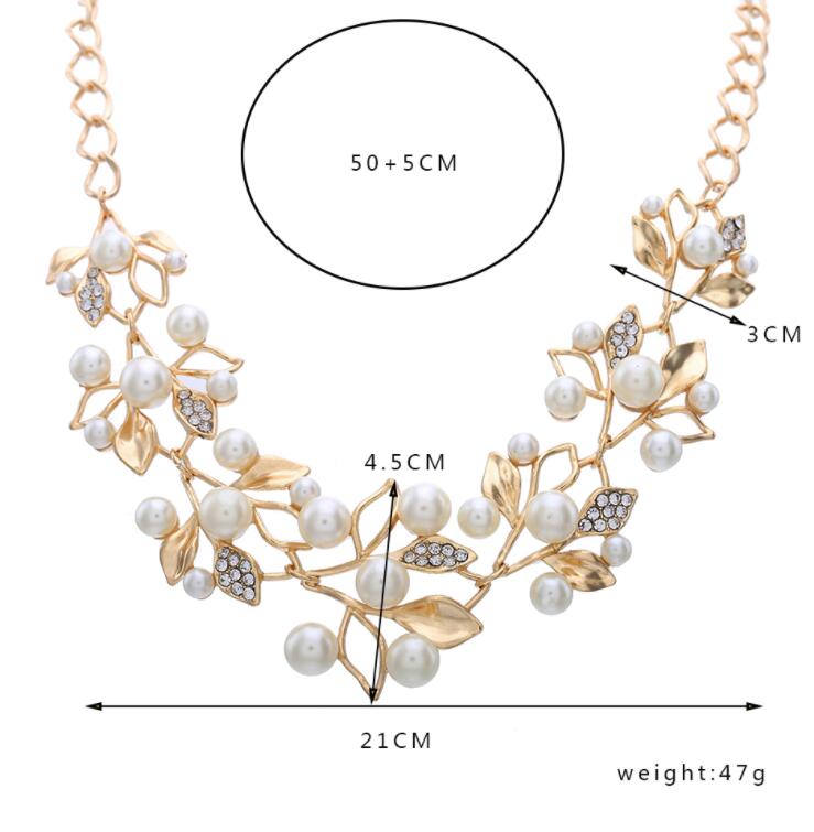 Fashion- Pearl Necklaces & Pendants Leaves Statement Necklace Women Collares Ethnic Jewelry for Personalized Gifts Free Shipping