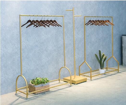 Golden clothing rack Bedroom Furniture Shopping racks in clothes stores display hang shelves Floor hanger clothes-horse